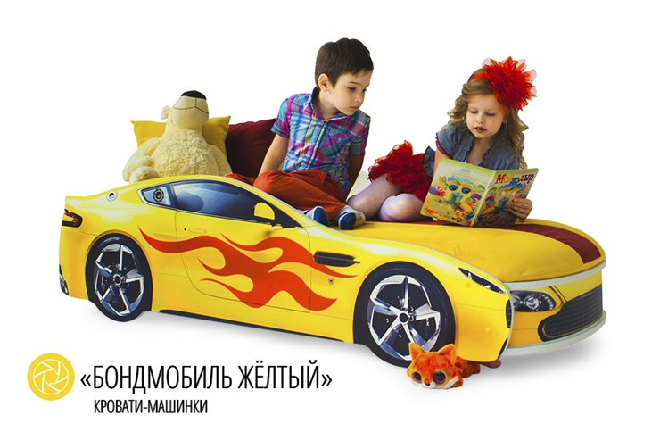 Кровать-машина в детскую Бондимобиль желтый в Петрозаводске - изображение 2