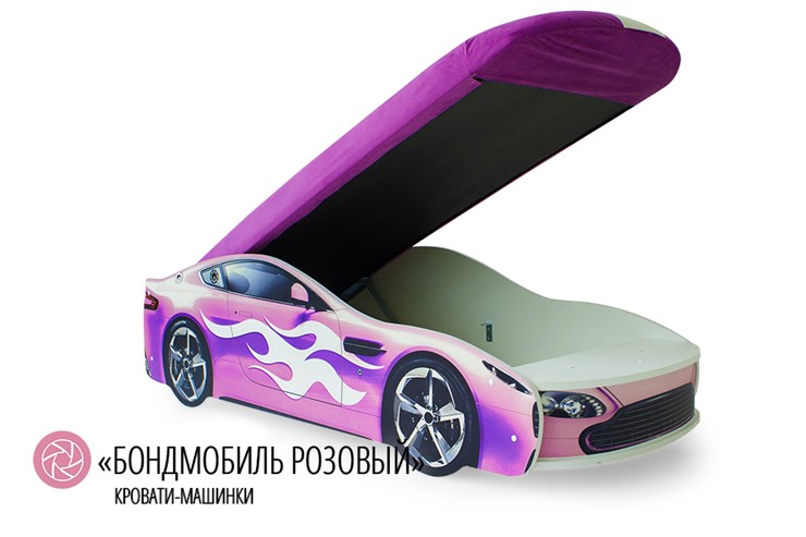 Кровать-машина в детскую Бондимобиль розовый в Петрозаводске - изображение 1