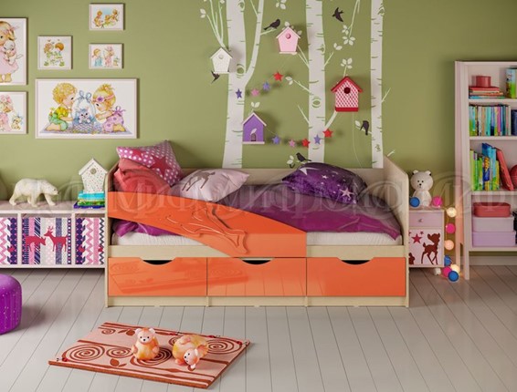 Детская кровать Дельфин, Оранжевый глянец 80х200 в Петрозаводске - изображение