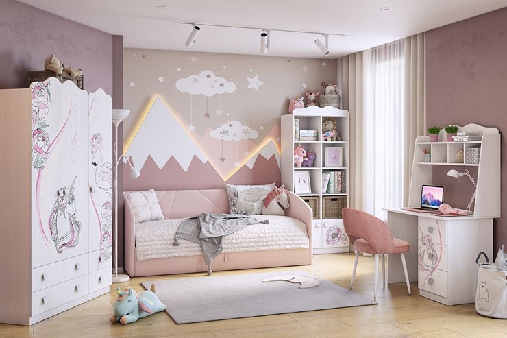 Кровать в детскую 0.9 Бест (Софа), нежно-розовый (велюр) в Петрозаводске - изображение 7