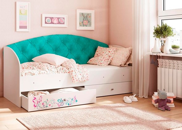 Кровать детская Эльза без бортика, Бирюза (латы) в Петрозаводске - изображение
