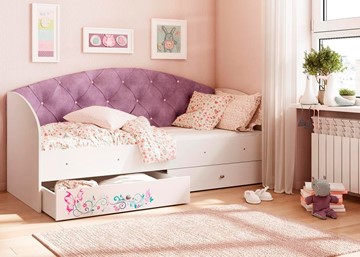 Детская кровать с ящиками Эльза без бортика, Фиолетовый (латы) в Петрозаводске - предосмотр