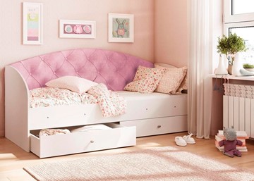 Кровать с ящиками Эльза без бортика, Розовый (латы) в Петрозаводске
