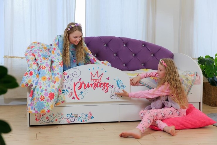 Детская кровать Эльза с бортиком, Фиолетовый (щиты) в Петрозаводске - изображение 4