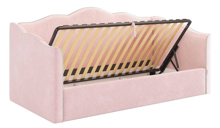 Детская кровать с подъемным механизмом Лея (Софа) 90х200 (нежно-розовый (велюр)/галька (велюр)) в Петрозаводске - изображение 4