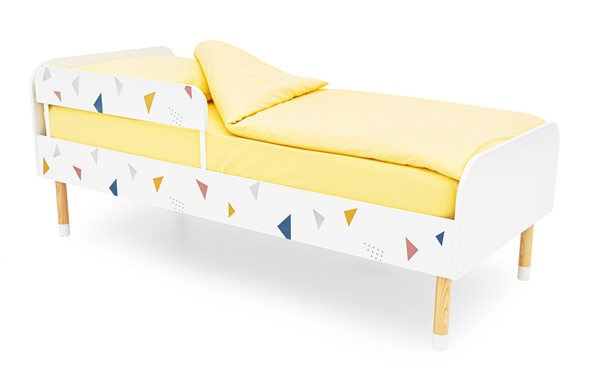 Кроватка Stumpa Классика "Треугольники желтый, синий, розовый" в Петрозаводске - изображение