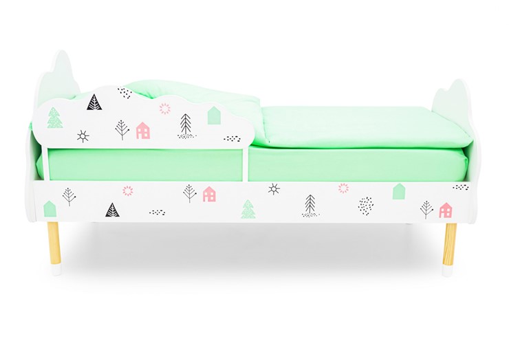 Кроватка Stumpa Облако "Домики розовый, бирюзовый" в Петрозаводске - изображение 1