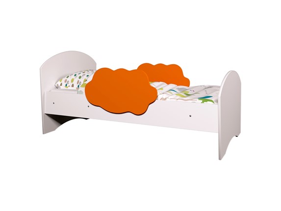 Детская кровать с бортиками Тучка, корпус Белый, фасад Оранжевый в Петрозаводске - изображение
