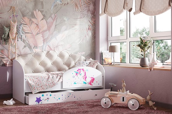 Детская кровать односпальная Звездочка с бортиком, Бежевый в Петрозаводске - изображение