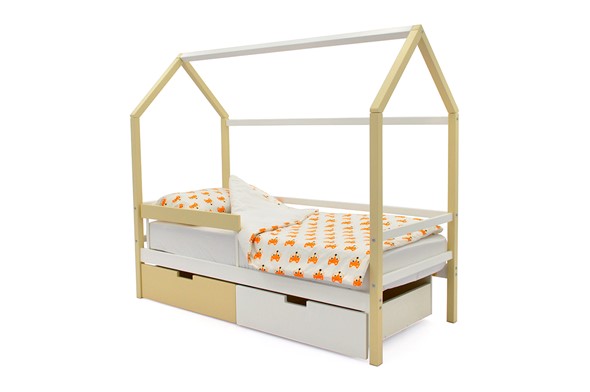 Кровать-домик в детскую Svogen бежево-белый в Петрозаводске - изображение