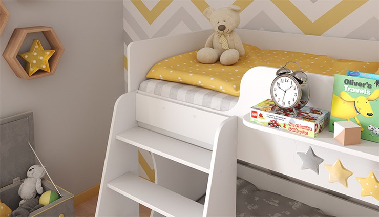 Кровать-чердак POLINI Kids Dream 1500 Белый в Петрозаводске - изображение 4