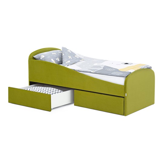 Мягкая кровать с ящиками Letmo 190х80 оливковый (велюр) в Петрозаводске - изображение 2
