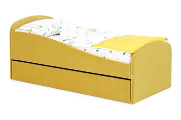 Кровать с ящиком Letmo горчичный (велюр) в Петрозаводске - предосмотр