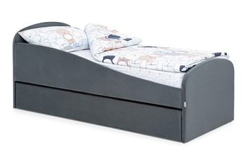 Кровать в детскую с ящиком Letmo графит (велюр) в Петрозаводске - предосмотр
