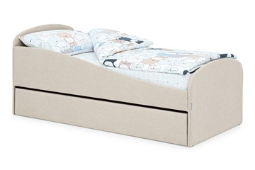 Мягкая кровать с ящиком Letmo карамель (рогожка) в Петрозаводске