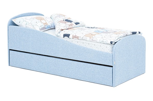 Кровать в детскую с ящиком Letmo небесный (рогожка) в Петрозаводске - изображение