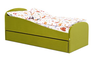 Мягкая кровать с ящиком Letmo оливковый (велюр) в Петрозаводске