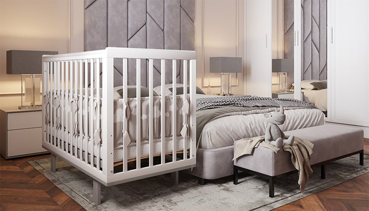 Кровать для новорожденных серия 3400 POLINI Kids Simple 340 Белый / Серый в Петрозаводске - изображение 8