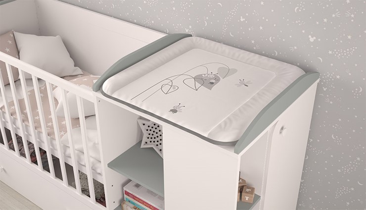 Кроватка-трансформер с комодом POLINI Kids Ameli 800 Белый / Серый, серия AMELI в Петрозаводске - изображение 3