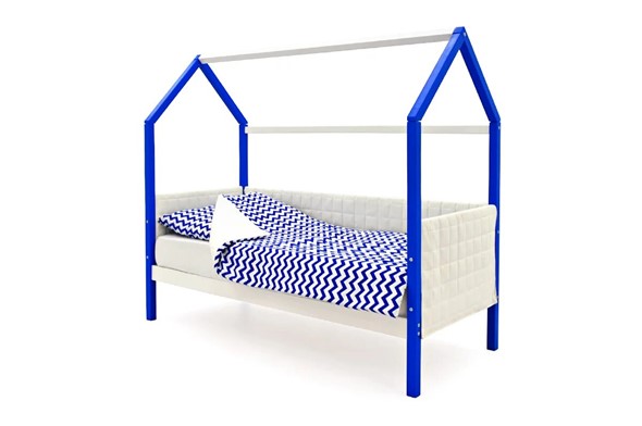 Детская кровать-домик «Svogen сине-белый» мягкая в Петрозаводске - изображение