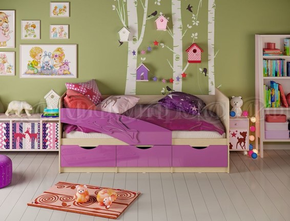 Кровать в детскую Дельфин, Фиолетовый глянец 80х200 в Петрозаводске - изображение