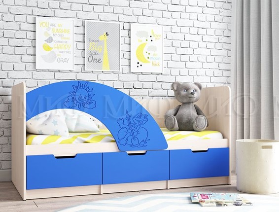 Кровать детская Юниор-3, синий матовый в Петрозаводске - изображение