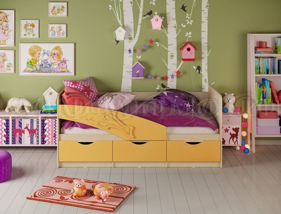 Кровать детская Дельфин, Желтый матовый 80х160 в Петрозаводске - изображение