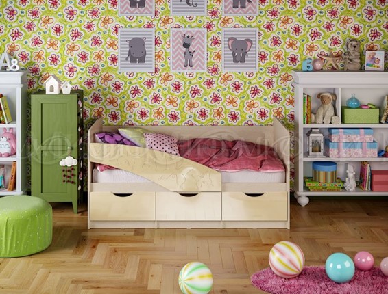 Детская кровать Бабочки 800*1800, Ваниль глянец в Петрозаводске - изображение