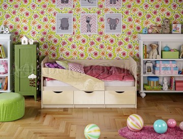 Кровать в детскую Бабочки 800*1600, Ваниль глянец в Петрозаводске