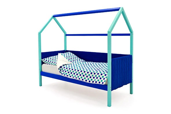 Кровать-домик Svogen, мятный-синий мягкая в Петрозаводске - изображение