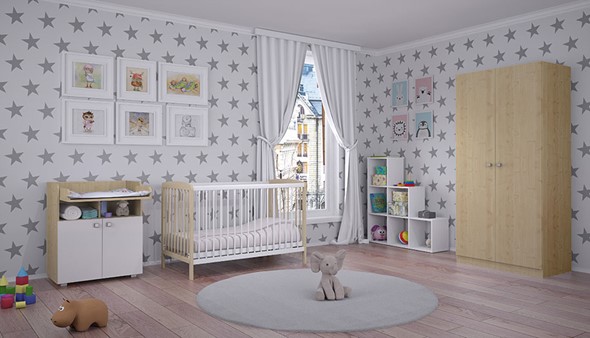 Комплект мебели для детской POLINI Kids Simple №2 Белый / Натуральный в Петрозаводске - изображение