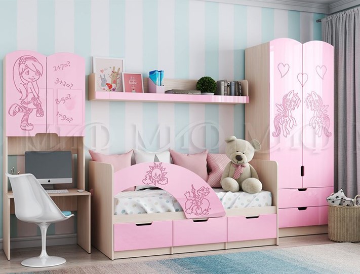 Гарнитур детской мебели Юниор-3, Розовый металлик в Петрозаводске - изображение