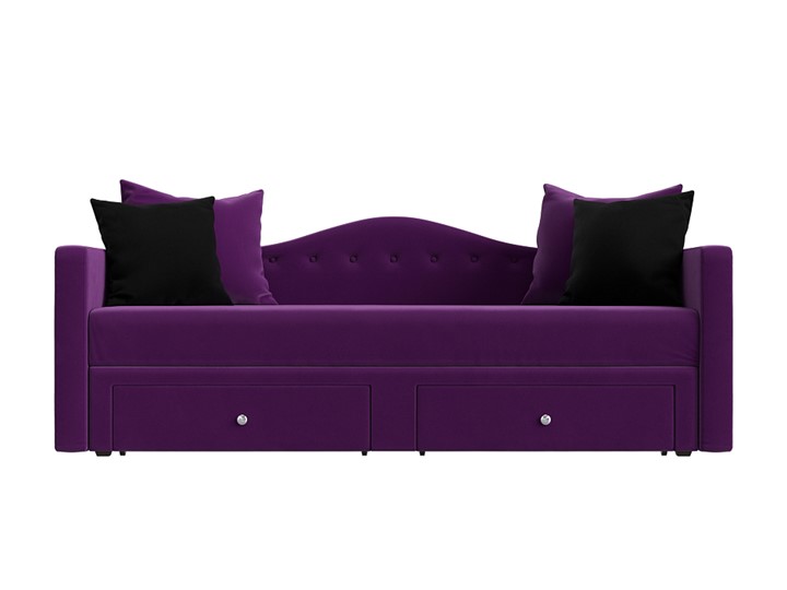 Диван-кровать Дориан, Фиолетовый/Черный (Микровельвет) в Петрозаводске - изображение 1