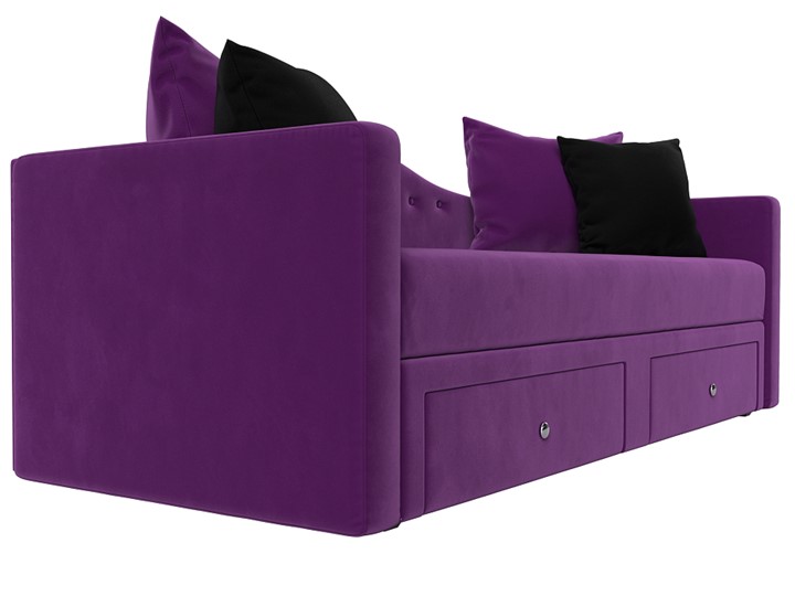 Диван-кровать Дориан, Фиолетовый/Черный (Микровельвет) в Петрозаводске - изображение 2