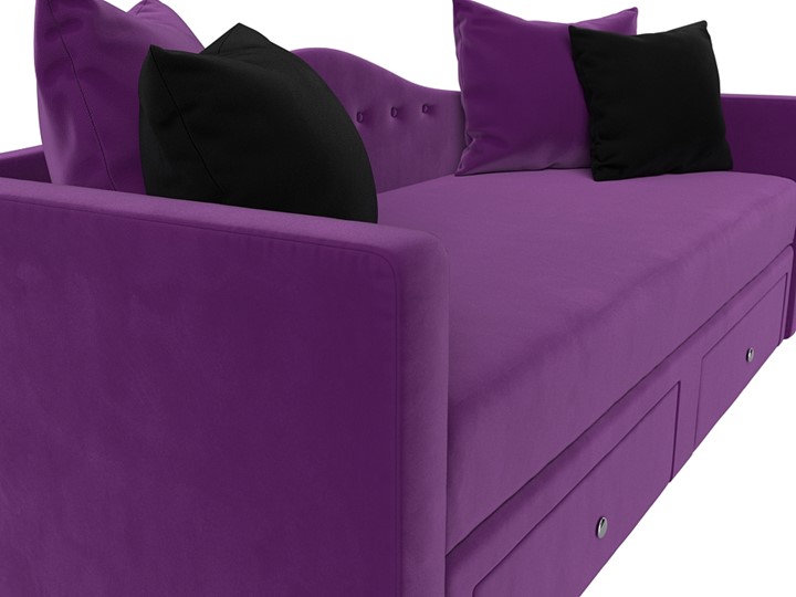 Диван-кровать Дориан, Фиолетовый/Черный (Микровельвет) в Петрозаводске - изображение 3