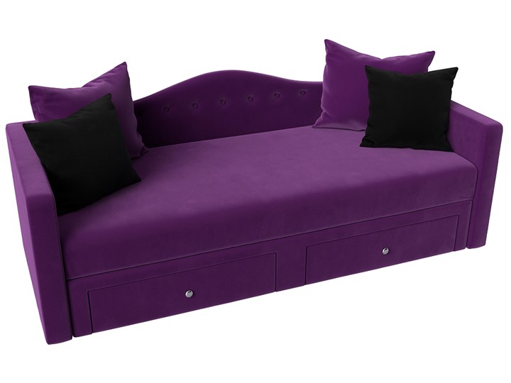 Диван-кровать Дориан, Фиолетовый/Черный (Микровельвет) в Петрозаводске - изображение 4