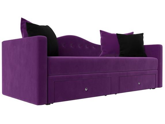 Диван-кровать Дориан, Фиолетовый/Черный (Микровельвет) в Петрозаводске - изображение