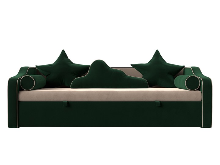 Диван-кровать Рико, Бежевый/Зеленый (Велюр) в Петрозаводске - изображение 1