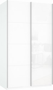 Шкаф-купе двухдверный Прайм (ДСП/Белое стекло) 1600x570x2300, белый снег в Петрозаводске - предосмотр