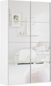 Шкаф 2-дверный Прайм (Зеркало/Зеркало) 1200x570x2300, белый снег в Петрозаводске - предосмотр
