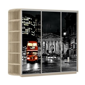 Шкаф 3-створчатый Экспресс, со стеллажом, 2700х600х2400, Ночной Лондон/дуб сонома в Петрозаводске