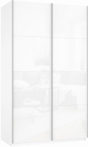Шкаф 2-х створчатый Прайм (Белое стекло/Белое стекло) 1200x570x2300, белый снег в Петрозаводске