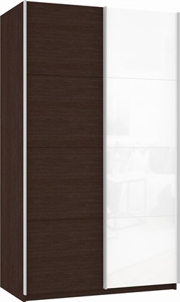 Шкаф 2-х дверный Прайм (ДСП/Белое стекло) 1200x570x2300, венге в Петрозаводске - изображение