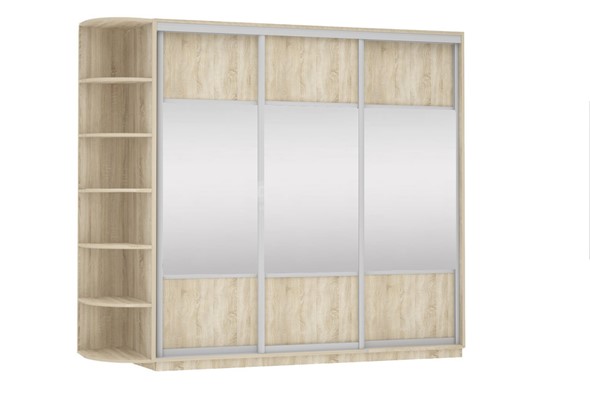 Шкаф 3-дверный Экспресс (Комби), со стеллажом 2100х600х2200, дуб сонома в Петрозаводске - изображение