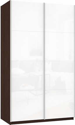 Шкаф-купе двухдверный Прайм (Белое стекло/Белое стекло) 1200x570x2300, венге в Петрозаводске - изображение