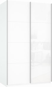 Шкаф-купе двухдверный Прайм (ДСП/Белое стекло) 1200x570x2300, белый снег в Петрозаводске - предосмотр