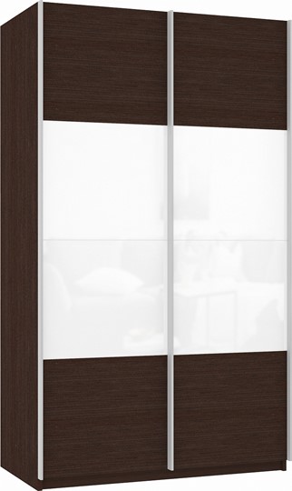 Шкаф 2-х дверный Прайм (ДСП/Белое стекло) 1200x570x2300, венге в Петрозаводске - изображение 2