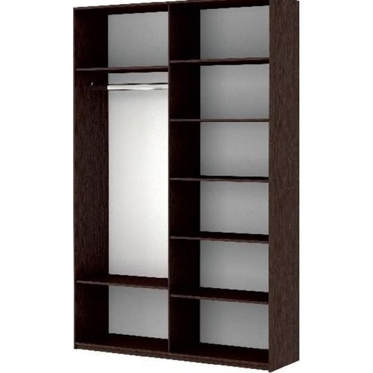 Шкаф 2-х дверный Прайм (Зеркало/Белое стекло) 1600x570x2300, венге в Петрозаводске - изображение 1