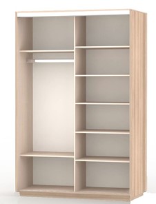 Шкаф 2-дверный Экспресс (ДСП/Зеркало) со стеллажом 1500х600х2400, шимо светлый в Петрозаводске - предосмотр 1