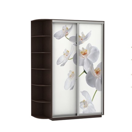Шкаф 2-х створчатый Экспресс 1500x600x2200, со стеллажом, Орхидея белая/венге в Петрозаводске - изображение
